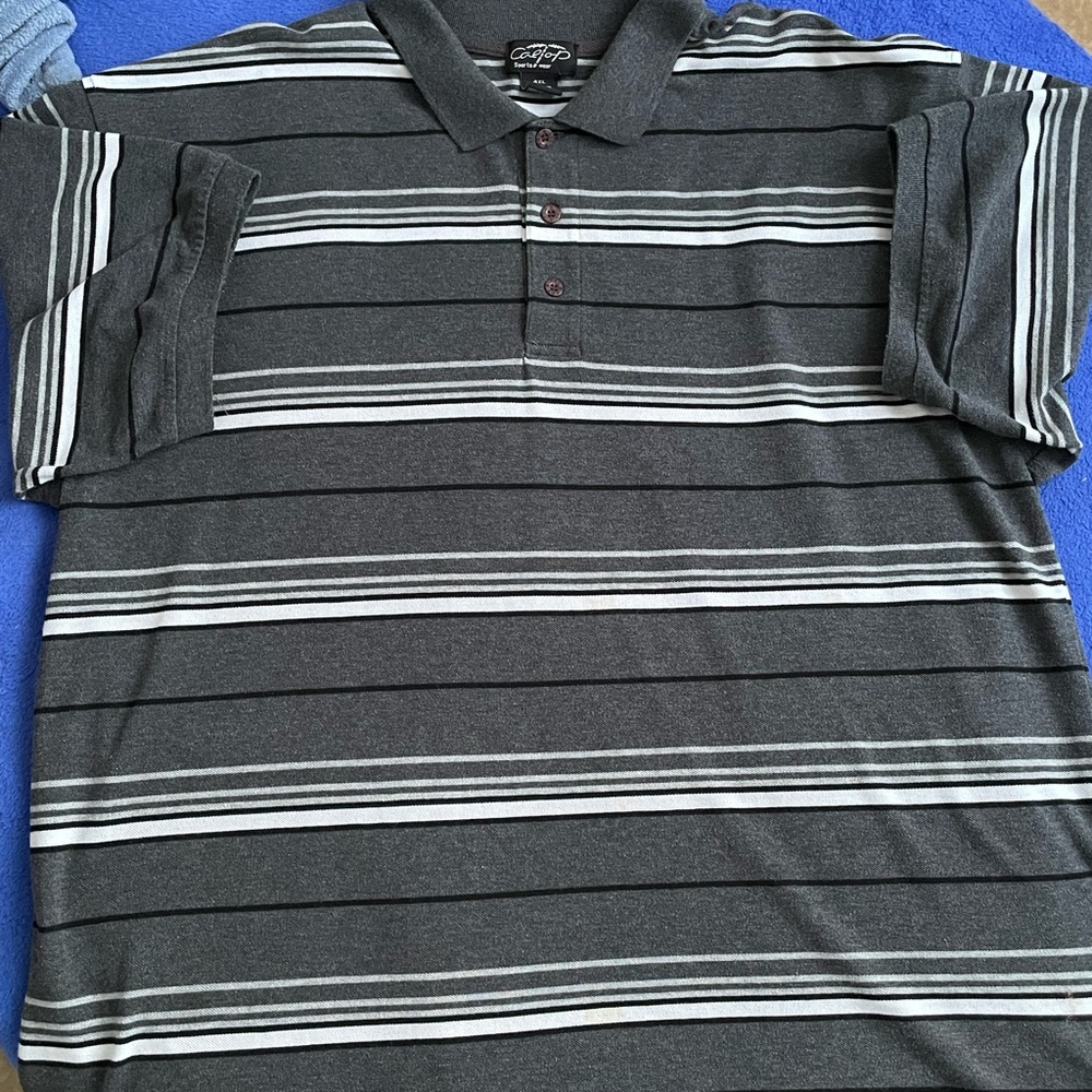 Men's Gray Striped Polo Shirt